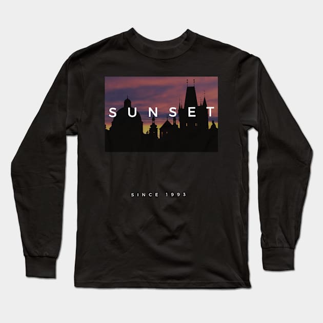 sunset black streetwear desing, urban art Long Sleeve T-Shirt by Art by Daniel Gomez